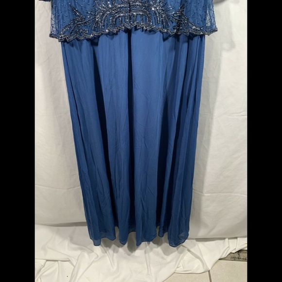 NEW Pisarro Nights Beaded Mock Peplum Gown Blue 8 - Picture 10 of 11